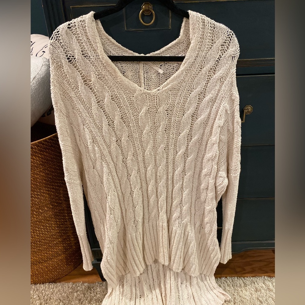 Free people cable knit long line sweater